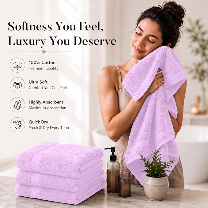 DAN RIVER 600 GSM Cotton Large Bath Towels Set of 4, 27 x 54 Inches | Larger & Lighter Weight Towels for Bathroom - Highly Absorbent & Quick Dry 100% Cotton Bath Towel Set for Home, Spa & Hotel