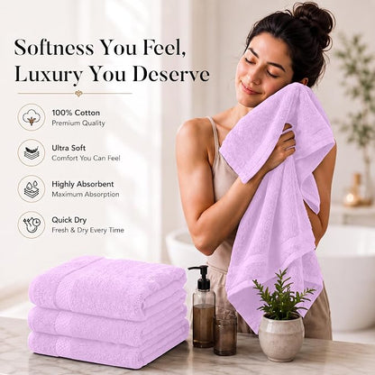 DAN RIVER 600 GSM Cotton Large Bath Towels Set of 4, 27 x 54 Inches | Larger & Lighter Weight Towels for Bathroom - Highly Absorbent & Quick Dry 100% Cotton Bath Towel Set for Home, Spa & Hotel