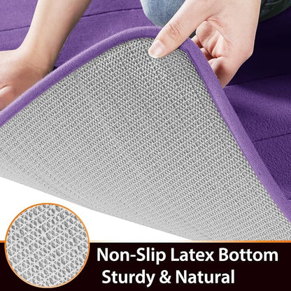 Yimobra Memory Foam Bath Mat, Super Soft Absorbent Bathroom Rug Non Slip, Quick Dry, Machine Washable Floor Carpet for Tub Shower, Home Decor Accessories, 24x17, Lavender