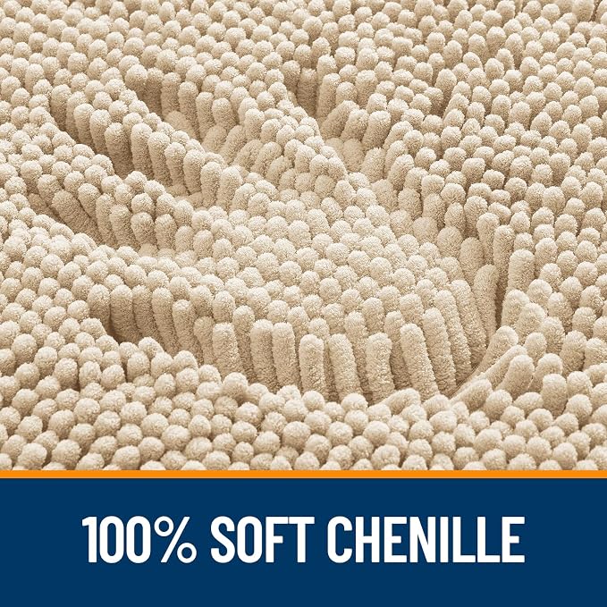 OLANLY Bathroom Runner Rugs 70x24, Extra Soft Absorbent Chenille Bath Rugs | Beige, Quick-Drying Rubber Backing, Machine Washable Long Bath Mat for Bathroom Floor, Tub and Shower, Home Decor Accessories