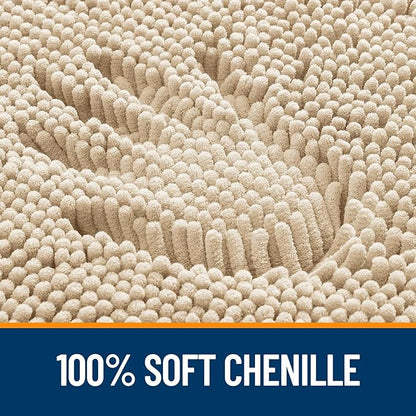 OLANLY Large Bathroom Rugs 47x32, Extra Soft Absorbent Chenille Bath Rugs | Beige, Quick-Drying Rubber Backing, Machine Washable Bath Mat for Bathroom Floor, Tub and Shower, Home Decor Accessories