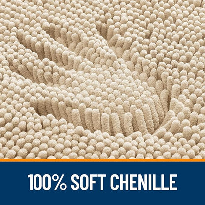 OLANLY Large Bathroom Rugs 40x32, Extra Soft Absorbent Chenille Bath Rugs | Beige, Quick-Drying Rubber Backing, Machine Washable Bath Mat for Bathroom Floor, Tub and Shower, Home Decor Accessories