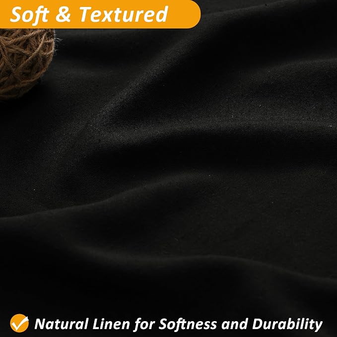 Linen Shower Curtain 78 Inches for Man Bathroom Black Double Layer | Curtains with Hook, Snap in Liner, Water Repellent, Country Style, Modern Bath Decor, 1 Panel, 72x78