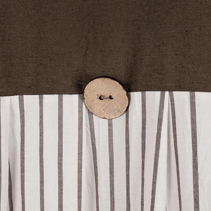 DOSLY IDÉES Farmhouse Shower Curtain, Beige and Brown Stripe, Button Curtain, Linen and Cotton Woven Fabric, Rustic Charm Country Chic Style, 72x72 in, Bathroom
