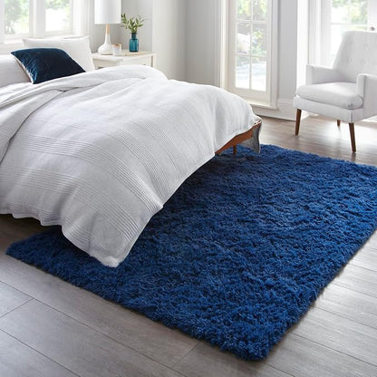 Ophanie 6x9 Blue Rugs for Living Room, Large Fluffy Shag Fuzzy Plush Soft Area Rugs, Floor Shaggy Navy Carpets for Bedroom, Carpet for Kids Boys Girls Dorm Nursery Decor with Over 99 pcs Pile fibers