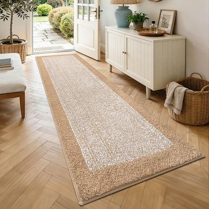80x24 Large Bathroom Rugs Washable Non Slip, Beige Bath Mat for Bathroom Floor Tub, Soft Absorbent Quick Dry Mats for Shower, Bathtub,Home Decor