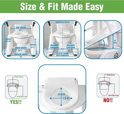 LuxeLift Bidet Powered Toilet Assist Lift Electric Height Adjustable Elevated Seat Riser Built-in Bidet & Dryer Safe Certified Easy Assembly 350 LBS Capacity