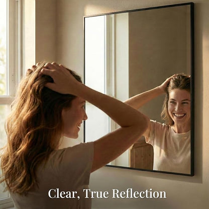 30"x36" Matte Black Framed Rectangle Bathroom Vanity Wall Mirror | Over-Sink Vanity Mirror, Slim Metal Frame, Entryway or Dresser Use, Vertical/Horizontal Mount, Tempered Glass