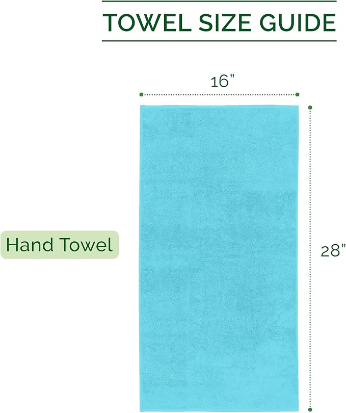 Elegant Comfort Luxury 100% Turkish Cotton Corduroy Ribbed 4 Pack Hand Towel Set 16 x 28 Inch - Absorbent, Super Soft, Quick Dry, Premium Towels for Bathroom, Gym, Spa and Hotel Use, Aqua