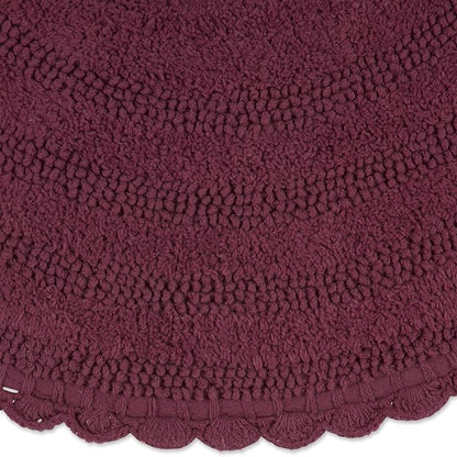 DII Crochet Collection Reversible Bath Mat, Round, 27.5" Diameter, Wine