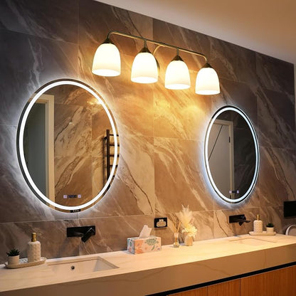 Gold 4-Light Traditional Bathroom Vanity Light Fixtures Over Mirror, Modern Vanity Lights for Living Room, Standard E26 Base, Aged Brass