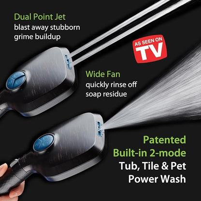 AquaCare 4X 10-Mode High Pressure Hand Shower w/Filter & 2-mode Power Wash | Filters Chlorine & Toxins, Softens Hard Water for Healthy Skin & Hair. Handheld Power Head Cleans Tub, Tile & Pets / Bronze
