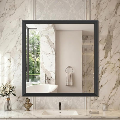 DESBING 36"x36" Black Bathroom Mirrors for Over Sink | 3MM Tempered Glass, Metal Frame, Rectangle Vanity Wall Mirror for Bathroom, Living Room, Bedroom, Horizontally or Vertically