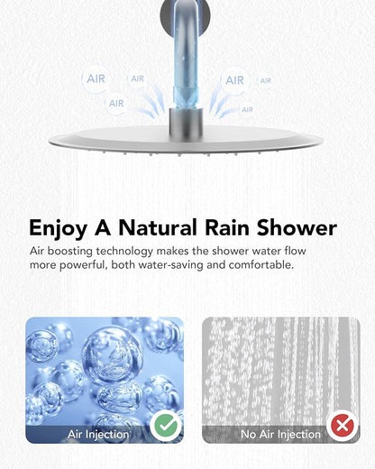 10" High-Pressure Rainfall Shower System with Handheld Spray, Wall Mount Bathroom Shower Faucet Set (Brushed Nickel)