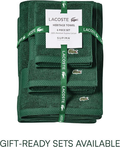 Lacoste Heritage 100% Supima Cotton Tub Mat, Croc Green, 21" x 31" – Highly Absorbent & Quick Drying, Premium Super Soft Bath Towel, Bathroom Essential, Gift for All Occasions, Machine Washable