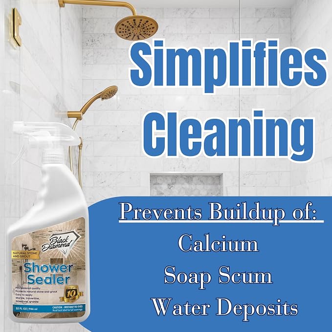 Black Diamond Stoneworks Natural Stone Shower Sealer Quart + Ultimate Grout Cleaner with Brush Quart (2-Pack) – Seals & Protects Showers, Deep Cleans Tile & Grout