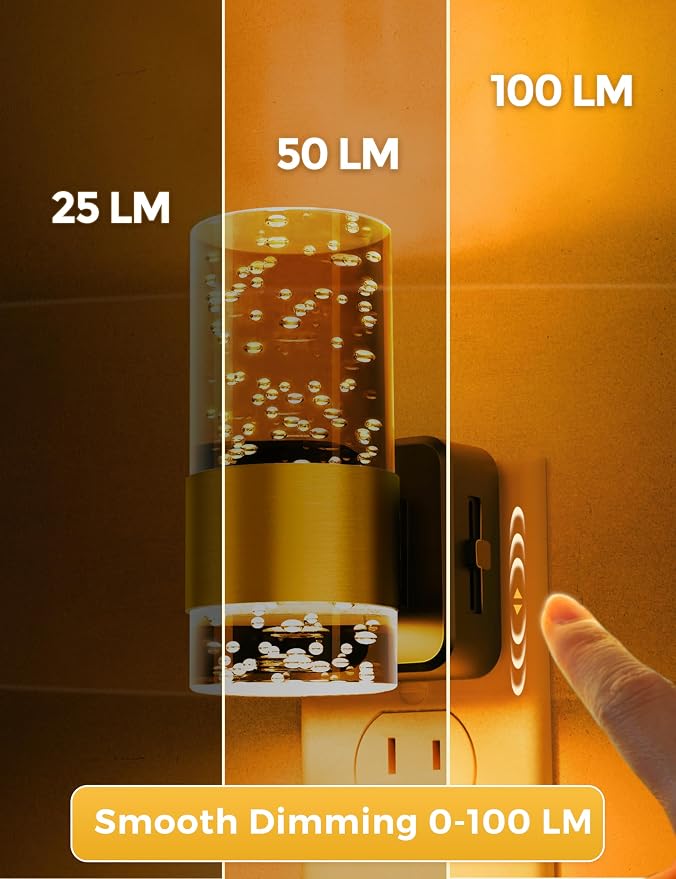 L LOHAS LED Night Light, Modern Night Lights Plug into Wall | 2 Pack Dimmable Amber Night Light with Auto Light Sensor, Wall Sconce-style Design Nightlight for Bathroom, Bedroom, Hallway