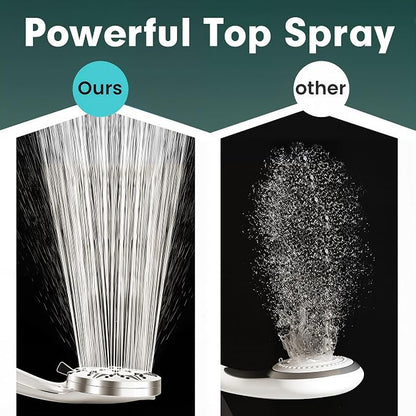 Filtered Brushed Nickel High Pressure Handheld Shower Head – 10 Spray Modes with Rain & Massage, Built-in Filter for Cleaner Water, Anti-Clog Nozzles, Power Rinse for Tile & Pets