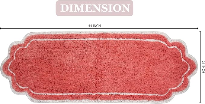 Home Weavers Allure Collection 100% Cotton Tufted Bathroom Rug, Soft and Absorbent Bath Rugs, Non-Slip Bath Carpet, Machine Wash Dry Bath Mats for Bathroom Floor, 21"x54" Runner, Coral