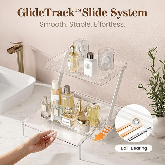 Makeup Organizer Countertop with Drawers & Lid, Skincare Organizer for Vanity, Large Cosmetic Organizer & Display Cases and Storage for Bathroom & Desktop. Perfect for Girl Women Mom Gifts