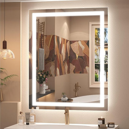 28x36 LED Lighted Bathroom Mirror, Dimmable Vanity Mirror with Lights, Backlit and Front Lighted Mirror for Wall, Anti-Fog, Memory, Shatterproof (Horizontal/Vertical)