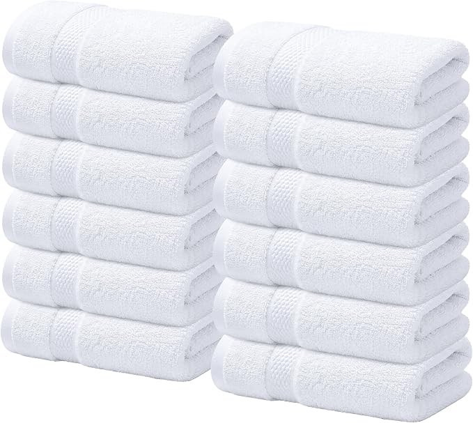 Infinitee Xclusives 100% Cotton Luxury Wash Cloths for Showering - 12 Pack | Washcloths [13x13] - Soft and Absorbent Face Towels for Bathroom Wash Clothes - Gym, Spa & Hotel Use