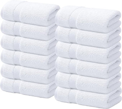 Infinitee Xclusives 100% Cotton Luxury Wash Cloths for Showering - 12 Pack | Washcloths [13x13] - Soft and Absorbent Face Towels for Bathroom Wash Clothes - Gym, Spa & Hotel Use