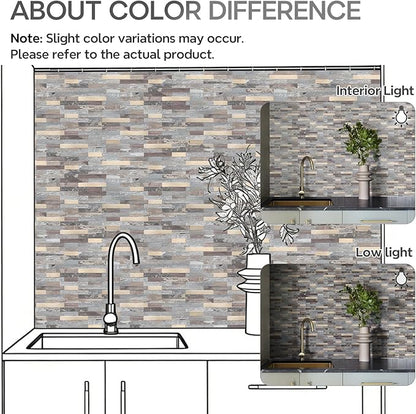 STICKGOO Peel and Stick Backsplash, PVC Wall Tiles Stick on Backsplash for Kitchen(10 Sheets, Distressed Wood with Metal Gold)