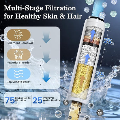 Filtered Shower Head with Handheld,High Pressure 4 Mode Shower with Filters | 6’’ Panel Shower Heads, Remove Chlorine & Reduce Dry Itchy Skin, Anti-clog Nozzles for Hard Water, Power Wash Showerhead
