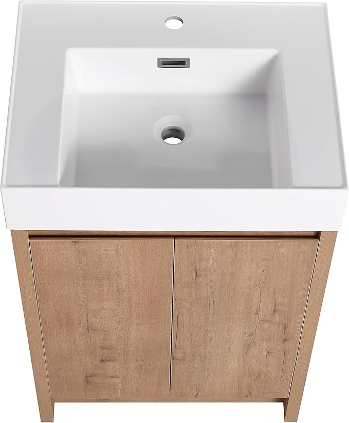 Malwee 24 Inch Bathroom Vanity with Sink, 24 Freestanding Bathroom Vanity, Mordern Single Sink Bathroom Floor Stand Vanity Combo, Bath Freestanding Cabinet Set with Ample Storage (03624MA)