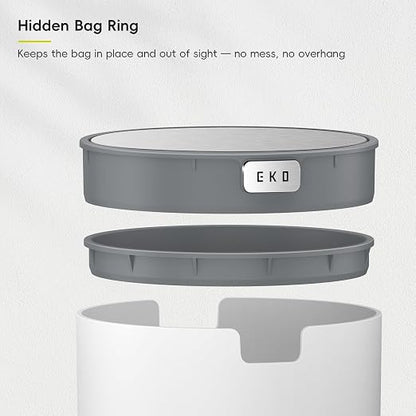 EKO Fandy 0.58 Gal/2.2L Mini Trash Can with Lid, Swing-Top Desktop Trash Can for Bathroom, Countertop, Vanity, Desk or Office, Small Garbage Bin (White) (Pack of 12)