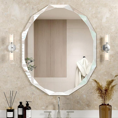 30x36 Inch Bathroom Mirrors for Over Sink, Round Frameless Mirrors for Wall | Beveled Bathroom Mirror, Bathroom Vanity Circle Mirror for Bedroom Living Room Entryway Home Decor