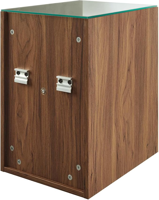 Modway Render 62 Inch Mid-Century Modern Floating Bathroom Vanity with Double Sink in Walnut Black – Wall-Mount Vanity with Storage Cabinet and Dual Ceramic Sinks