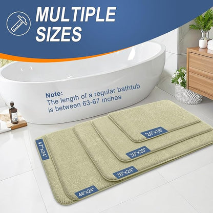 OLANLY Thick Memory Foam Bathroom Rugs 30x20, Absorbent Bath Mat, Vanilla | Soft Quick Dry Bath Rugs, Non-Slip, Machine Washable Carpet for Bathroom Floor, Tub and Shower, Home Decor Accessories