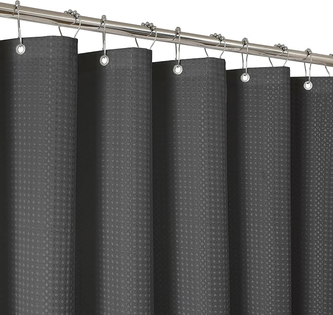 2-in-1 Waterproof Fabric Shower Curtain - No Separate Liner Needed, Hotel-Style Waffle Weave, Effortless Cleaning & Washable Bathroom Shower Curtain Set,72Wx84H,Chocolate Grey