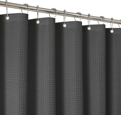 2-in-1 Waterproof Fabric Shower Curtain - No Separate Liner Needed, Hotel-Style Waffle Weave, Effortless Cleaning & Washable Bathroom Shower Curtain Set,72Wx72H,Chocolate Grey