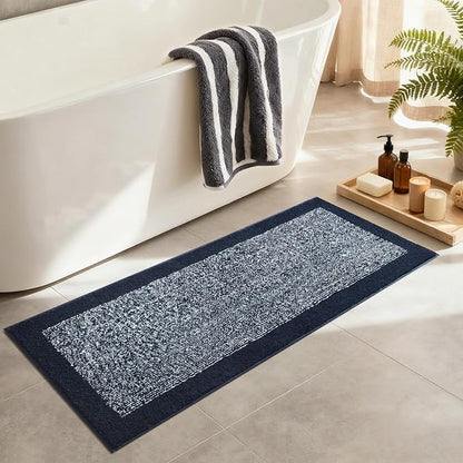 Bathroom Rugs 48x17 Non Slip Washable, Bath Mat for Bathroom Floor Tub, Soft Absorbent Quick Dry Mats for Shower, Bathtub,Home Decor(Dark Blue)