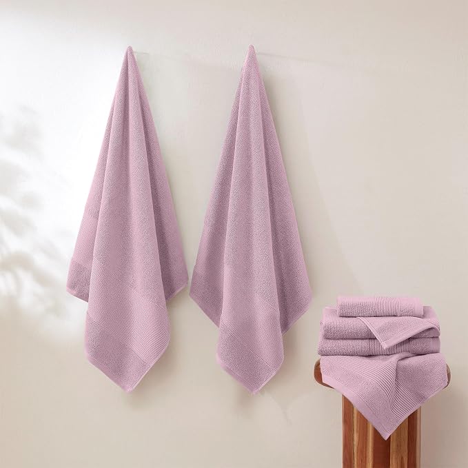 Modern Threads Air Cloud 6-Piece Towel Set - 100% Zero-Twist Cotton, 500 GSM, Quick Dry & Plush, Pink