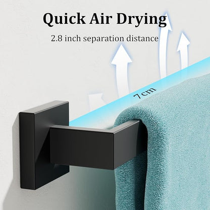 Alise Towel Bar Towel Racks for Bathroom Wall Mount 20 Inch,Matte Black | SUS304 Stainless Steel Bathroom Towel Holder, Full Square Towel Rod Towel Hanger for Bathroom Lavatory Kitchen