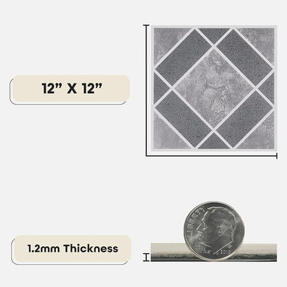 Nexus Self Adhesive 12-Inch Vinyl Floor Tiles, 20 Tiles, 12 x 12 in | Self-Adhesive Backing and Multi-Plank Coverage Pack: Vinyl Planks Combine Durable Surface Detail, Wood-Look Texture, and