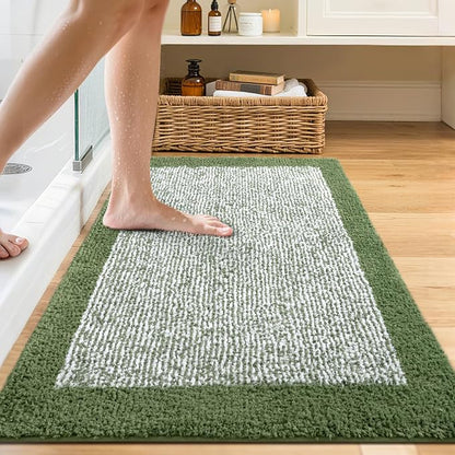 48x24 Long Bathroom Rugs Non Slip Washable,Large Bath Rugs for Bathroom Floor Tub,Soft Absorbent Quick Dry Bath Mats for Shower, Bathtub, Home Decor, Matcha Green