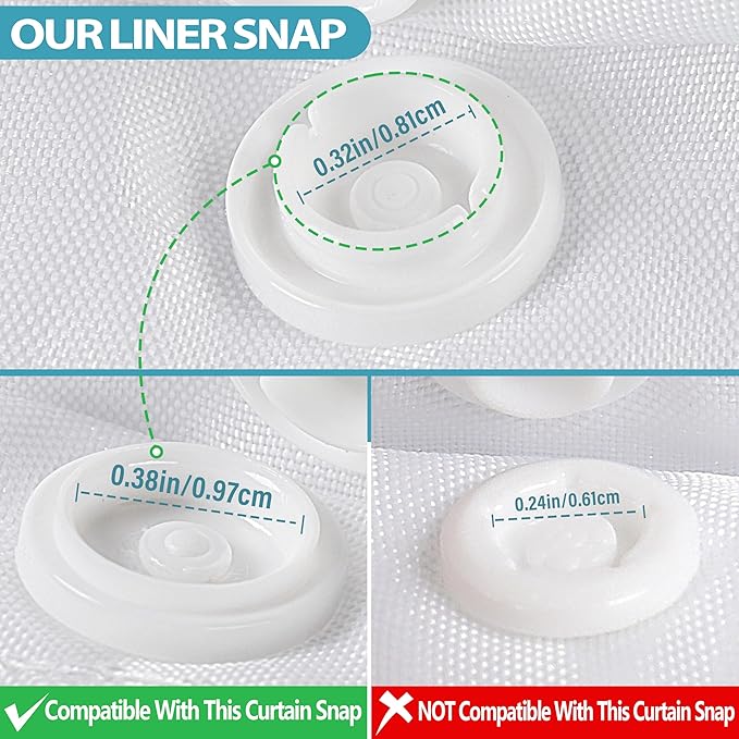 Conbo Mio 3 Pack Hotel Fabric Snap in Shower Curtain Liner Replacement Removable Water Repellent Liner for Bathroom Shower Curtain Liner 70W X 54H