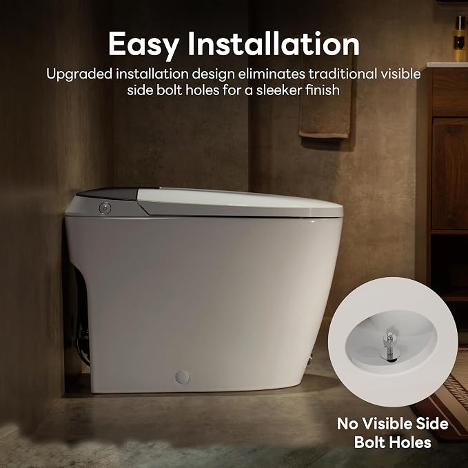 One Piece Toilet with 17.2" ADA Comfort Height Seat, Dark Gray | Compact Modern Toilet for Bathroom,1.0GPF Button & Foot Kick Flush, Air Pressure Assisted Flush, Elongated Bowl,12'' Rough-in