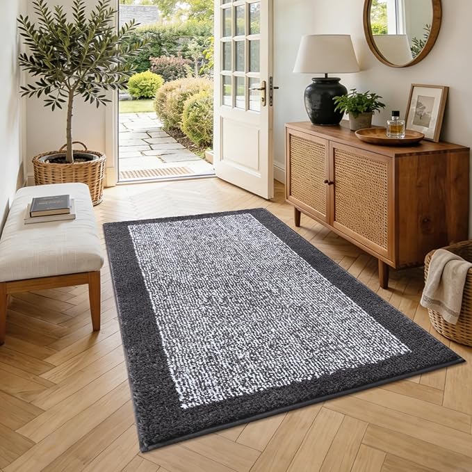 48x32 Large Bathroom Rugs Washable Non Slip, Dark Grey Bath Mat for Bathroom Floor Tub, Soft Absorbent Quick Dry Mats for Shower, Bathtub,Home Decor