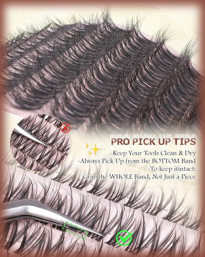 Wispy Lash Clusters Spider Eyelash Clusters 10-16mm Natural Cluster Eyelash Extensions Fluffy DD Curl Individual Lashes Clusters Breeze Eyelashes Cluster with Soft Clear Band Kim K Lash Style