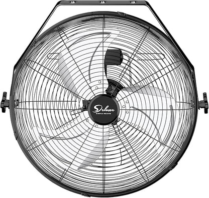 Simple Deluxe 20 Inch High Velocity 3 Speed, Max 4650 CFM Black Wall-Mount Fan for Warehouse, Greenhouse, Workshop, Patio, Factory and Basement
