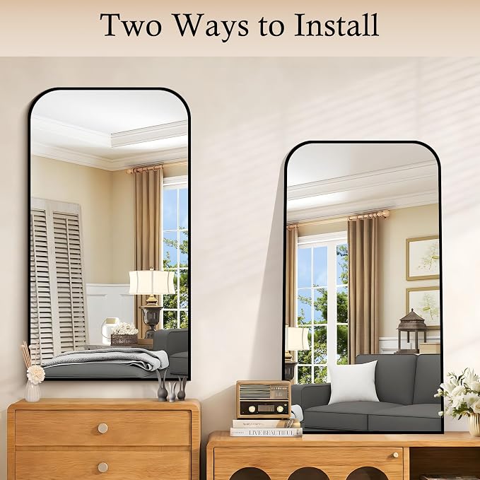 COFENY Bathroom Mirror, 20x36 inch Black Rectangle Wall Mounted Mirror with Thin Frame, Bathroom Vanity Mirrors for Over Sink, Entryway, Living Room, Bedroom