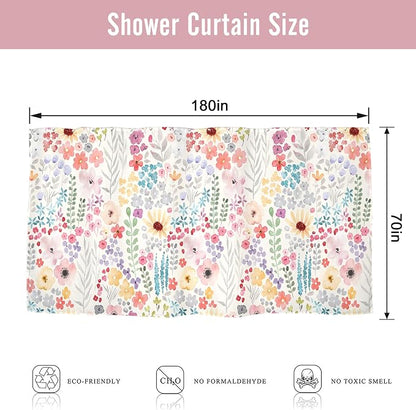 Clawfoot Tub Extra Wide Floral Flower Cute Wrap Bathroom Shower Curtain Set | 180"W x 70"H Colorful All; waterproof HD print, quick-dry fabric with 12 hooks for easy hanging.