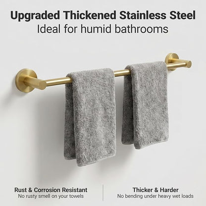 24-Inch Wall Mounted Towel Racks for Bathroom, 4-Piece Towel Bar Set | Rust-Resistant SUS 304 Stainless Steel, 4-Piece Towel Bar Set, sturdy wall mount, space-saving humid bath towel storage rack