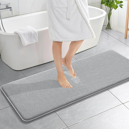 OLANLY Memory Foam Bathroom Runner Rugs 59x20, Long Bath Mats, Light Grey | Soft Quick Dry Bath Rugs, Non-Slip, Absorbent Machine Washable Mat for Bathroom Floor, Tub and Shower, Home Decor Accessories